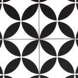 Black Retro Victorian Tile Pattern Primo Vinyl Flooring - Close