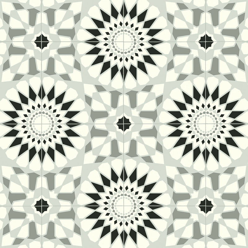 Black Rosette Tile Style Candy Vinyl Flooring
