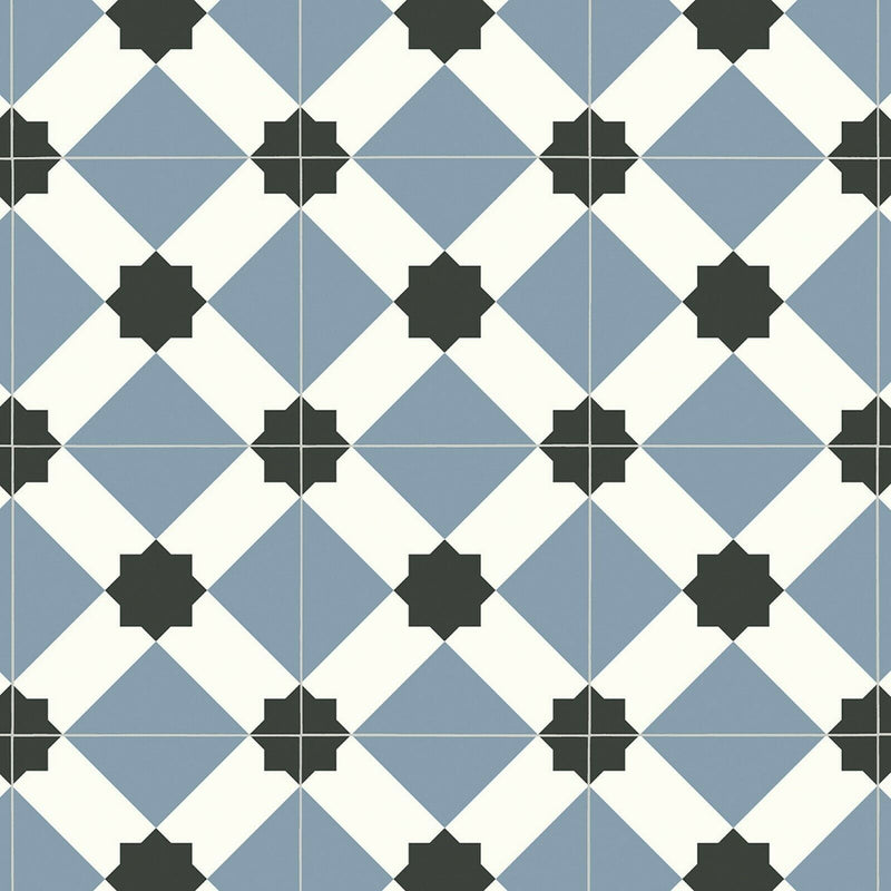 Blue Stars and Diamonds Tile Style Comet Vinyl Flooring