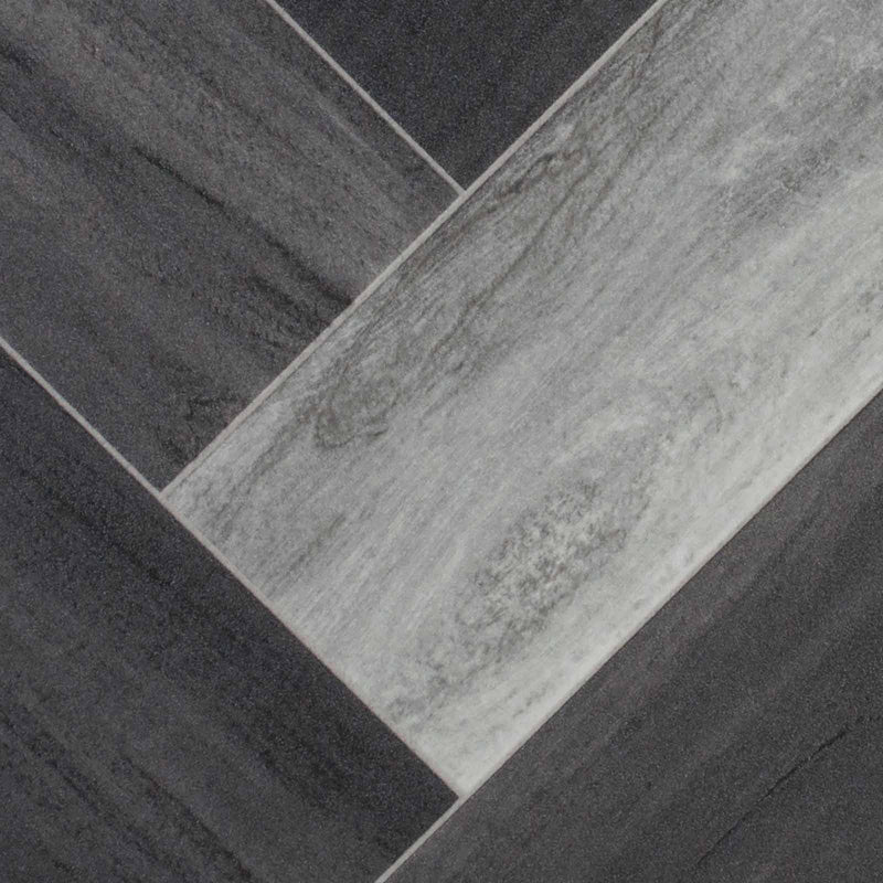 Grey Modern Parquet Wood Style Vinyl Flooring - Close