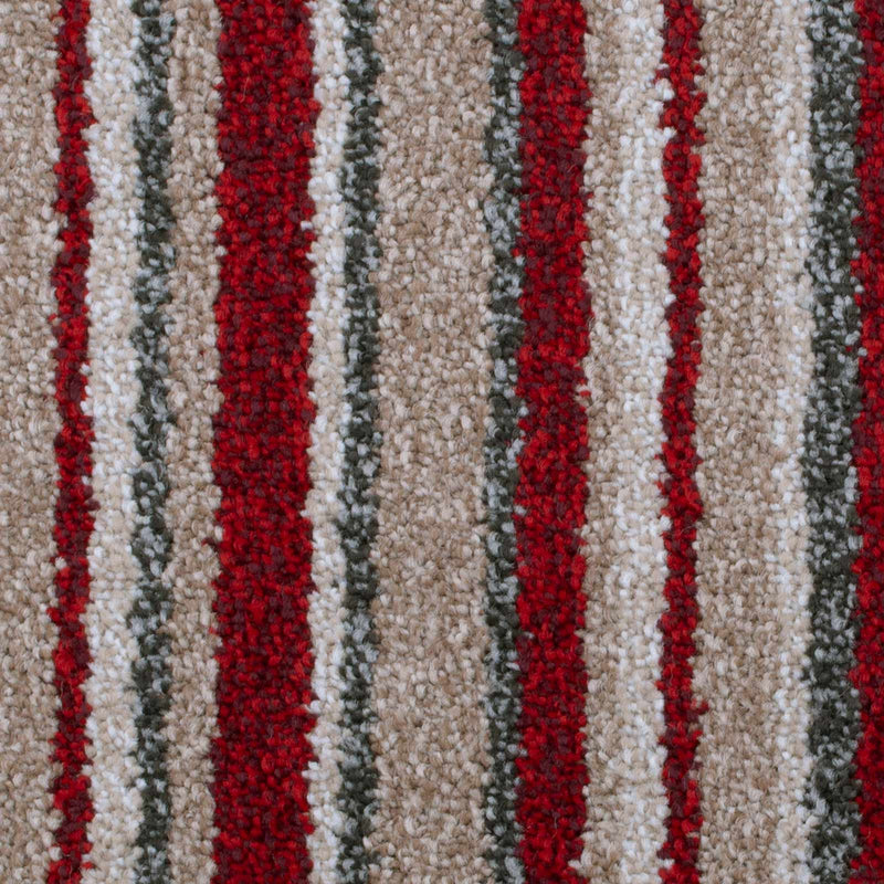 Red & Beige Striped Supreme Action Back Saxony Carpet - Close