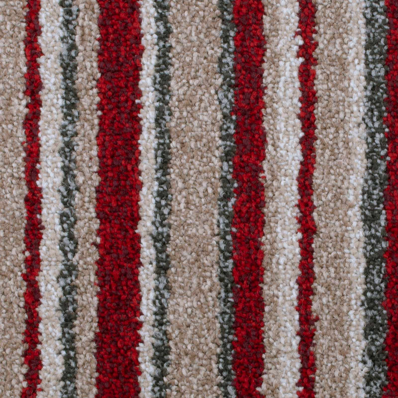 Red & Beige Striped Supreme Felt Back Saxony Carpet - Close