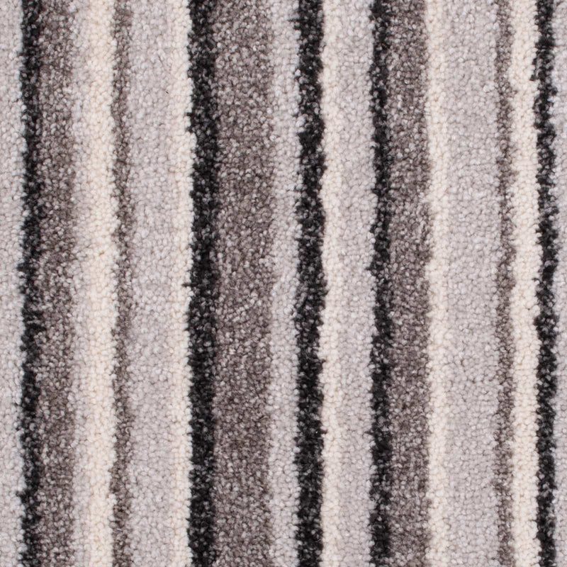Soft Grey Striped Supreme Action Back Saxony Carpet - Close