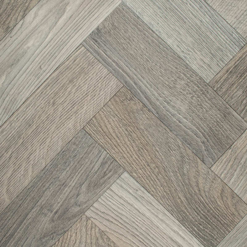 Aged Wood Parquet Style Vintage Herringbone Vinyl Flooring