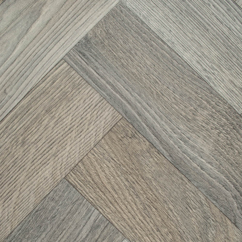 Aged Wood Parquet Style Vintage Herringbone Vinyl Flooring