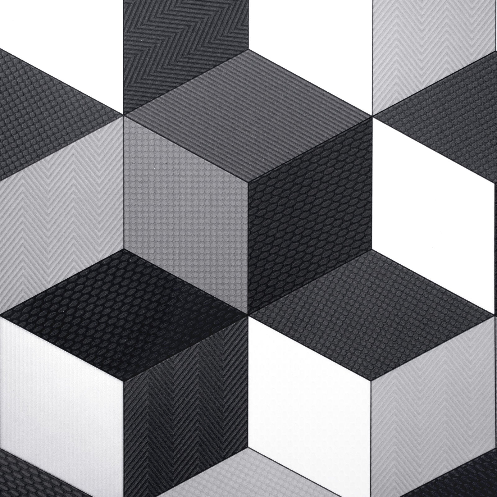 Black Cubes Retro Modern Pattern Primo Vinyl Flooring - Far