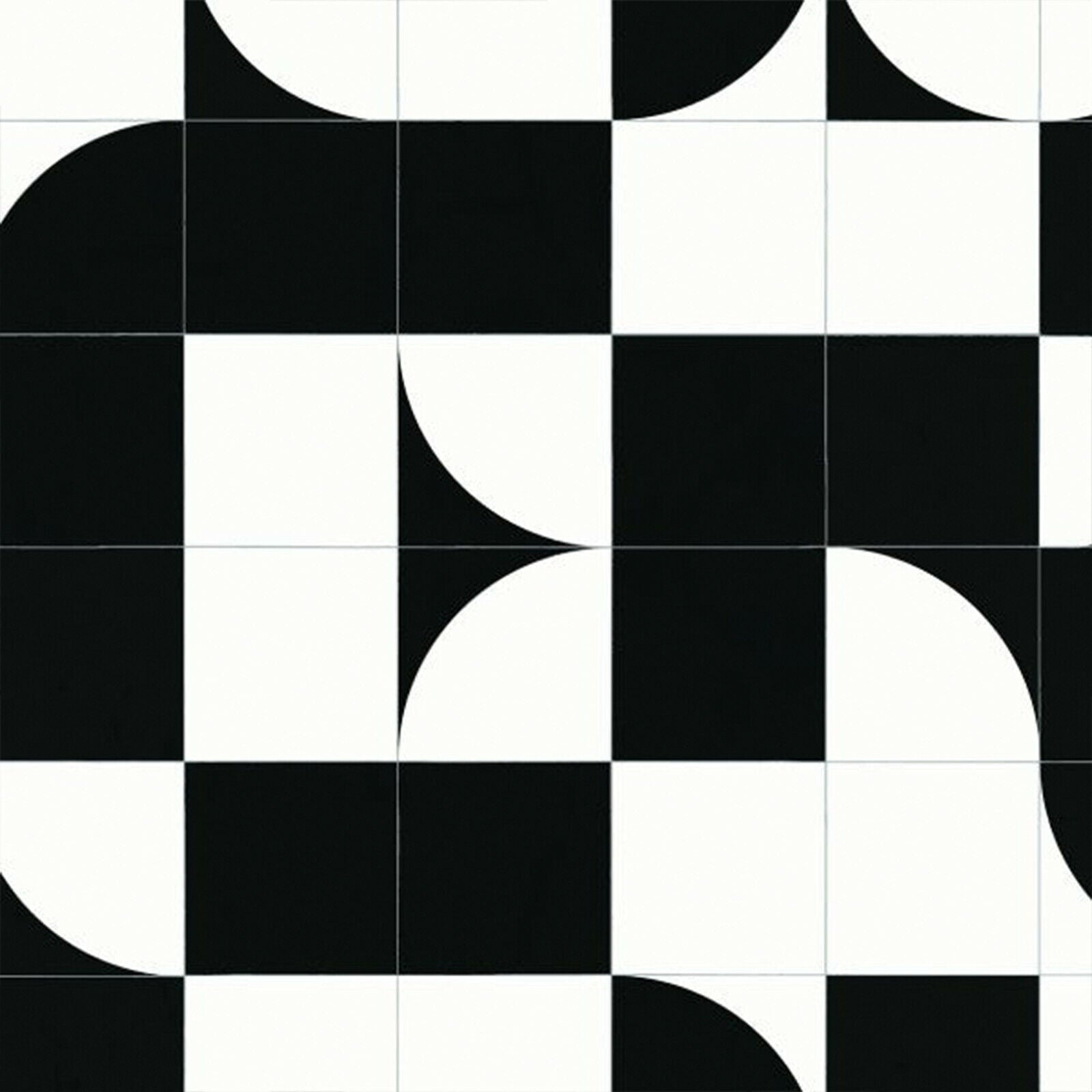 Black & White Geometric Tile Style Candy Vinyl Flooring