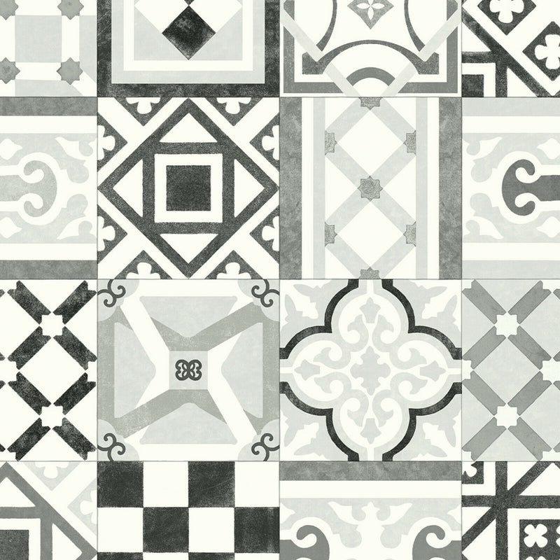 Black & White Vintage Tile Style Candy Vinyl Flooring