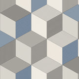 Blue Cubes Retro Modern Pattern Primo Vinyl Flooring - Far