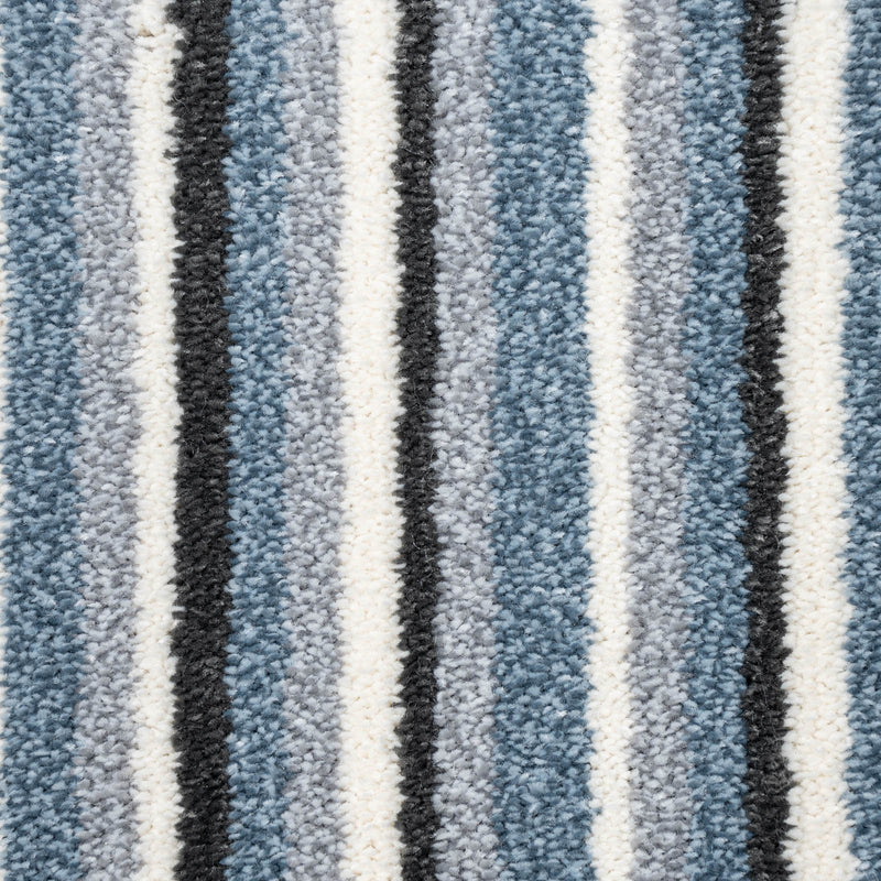 Blue Stripes Soft Supreme Felt Back Saxony Carpet