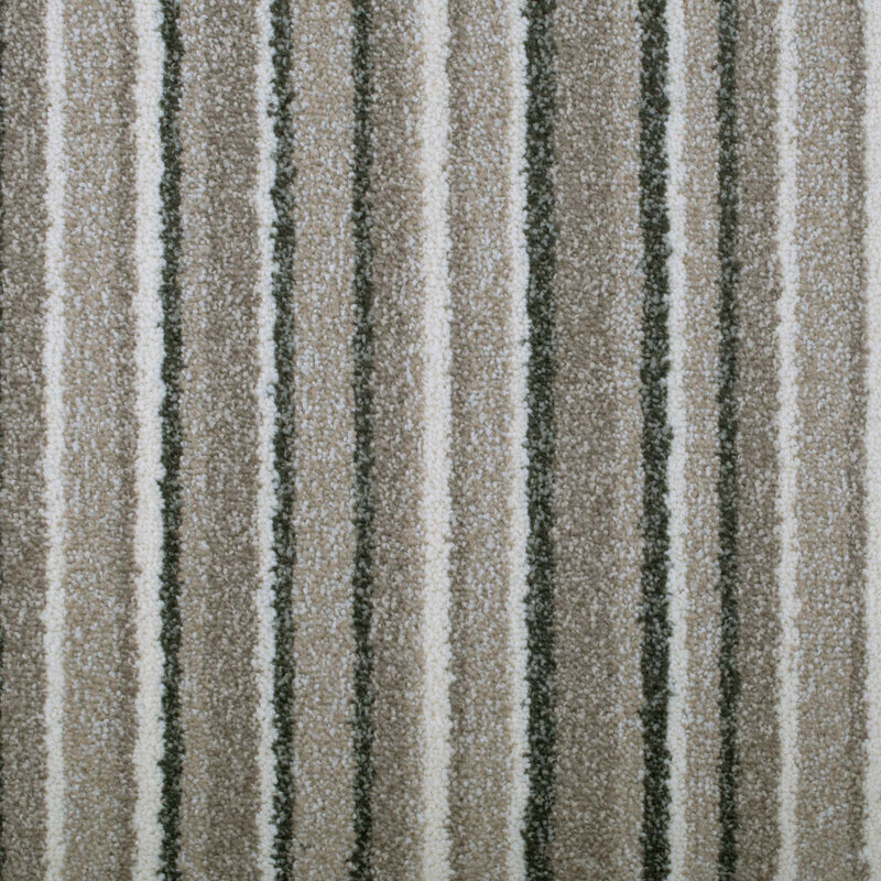 Cosy Beige Striped Supreme Saxony Carpet - Far