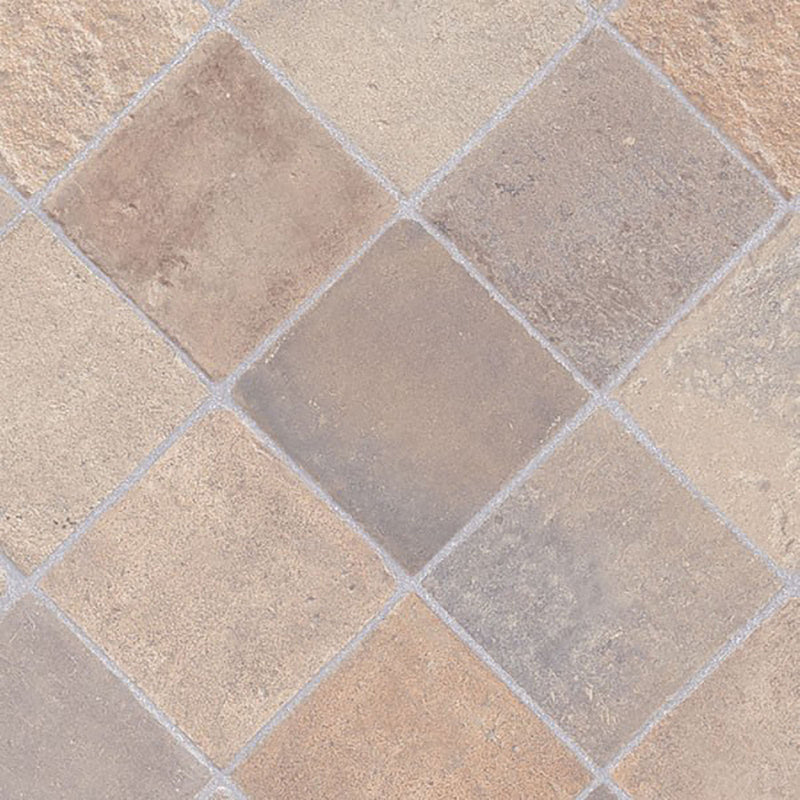 Cottage Stone Beige Grey Authentic 261 Tile Vinyl Flooring - Far