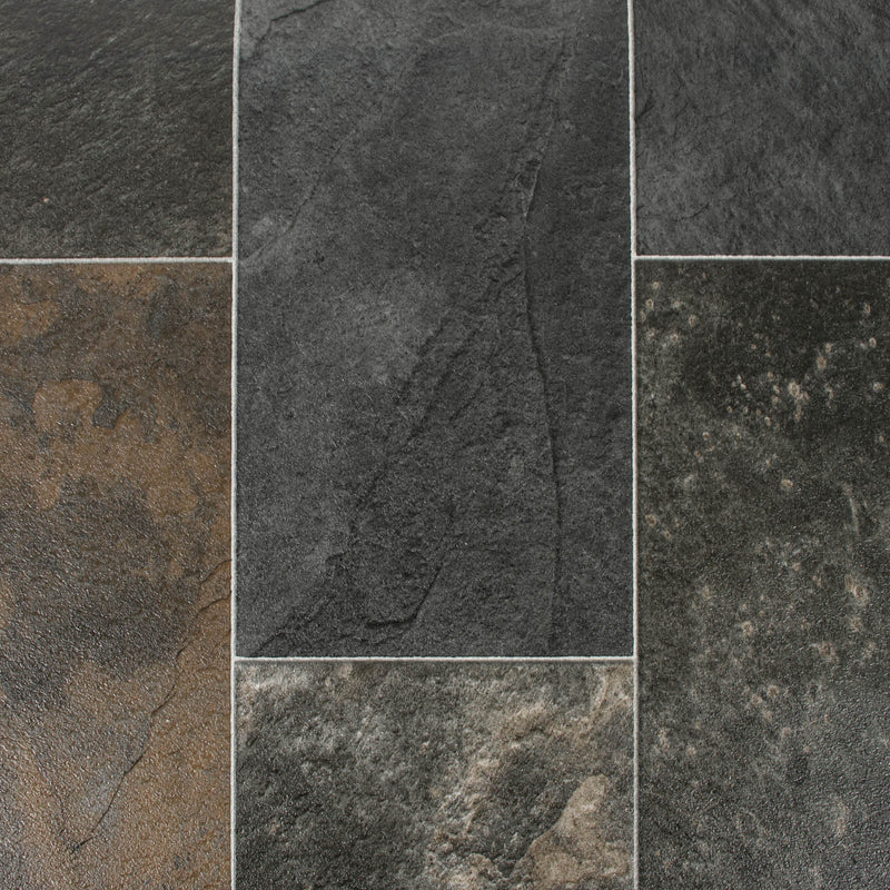 Dark Stone Tile Style Ravenna Vinyl Flooring