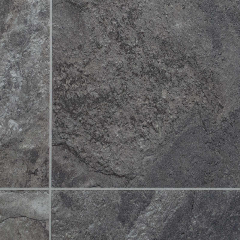 Dark Stone Tile Style Vinyl Flooring - Close