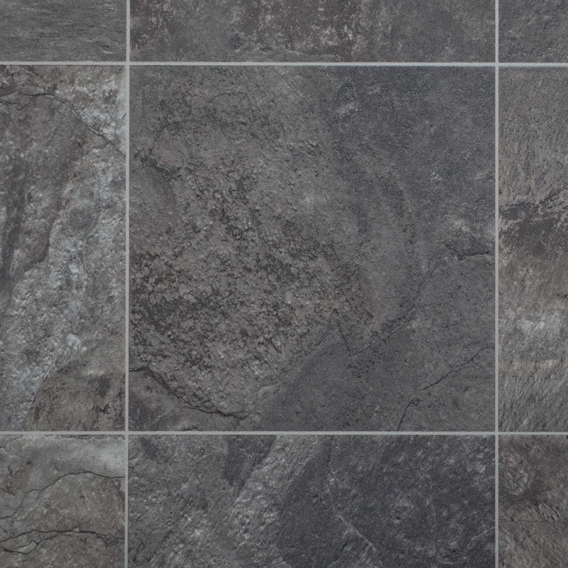 Dark Stone Tile Style Vinyl Flooring - Far