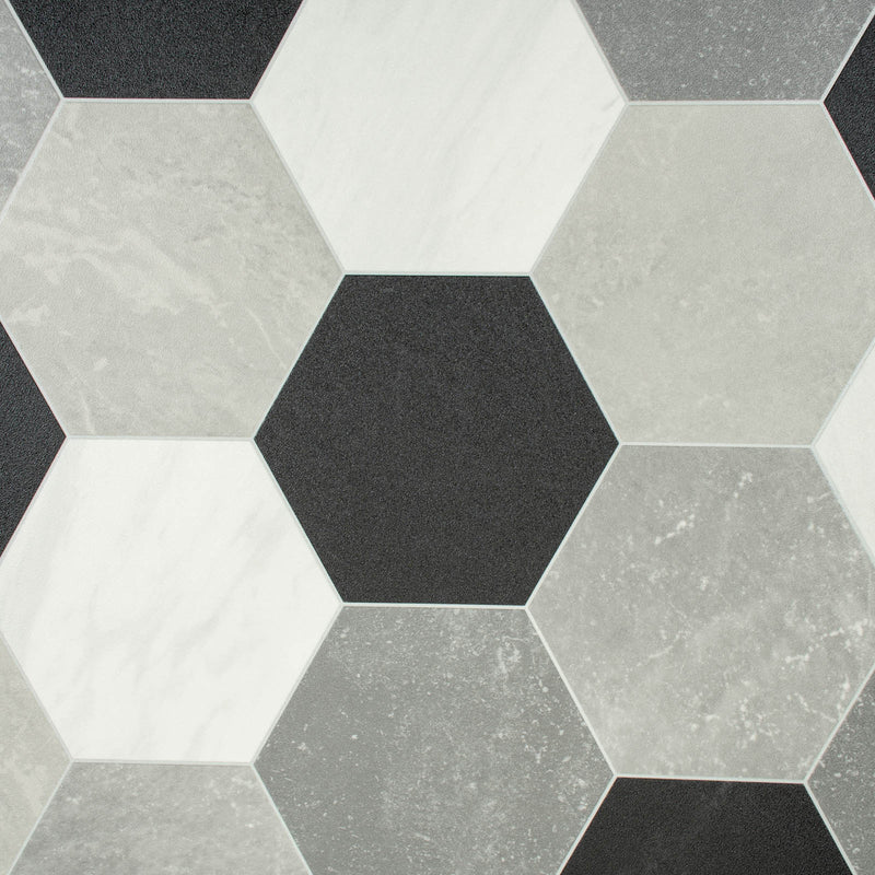 Grey Hexagon Tile Style Ravenna Vinyl Flooring