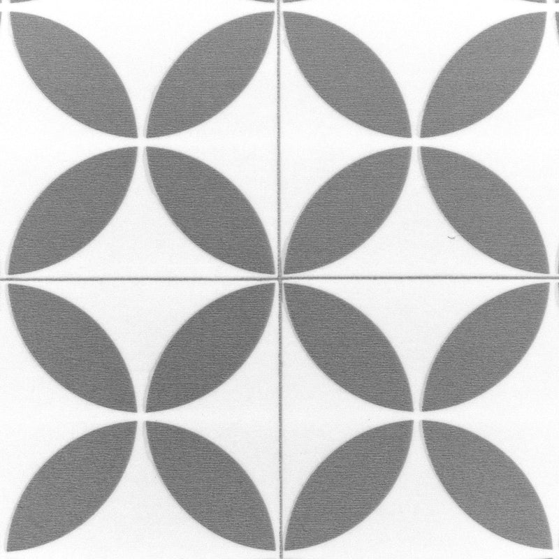 Grey Retro Victorian Tile Pattern Primo Vinyl Flooring - Close