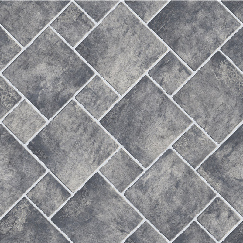 Grey Stone Squares Tile Style Rapid Vinyl Flooring