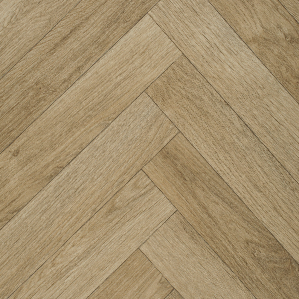 Light Natural Parquet Style Vintage Herringbone Vinyl Flooring