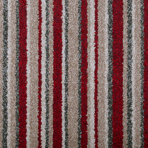 Red & Beige Striped Supreme Action Back Saxony Carpet - Far