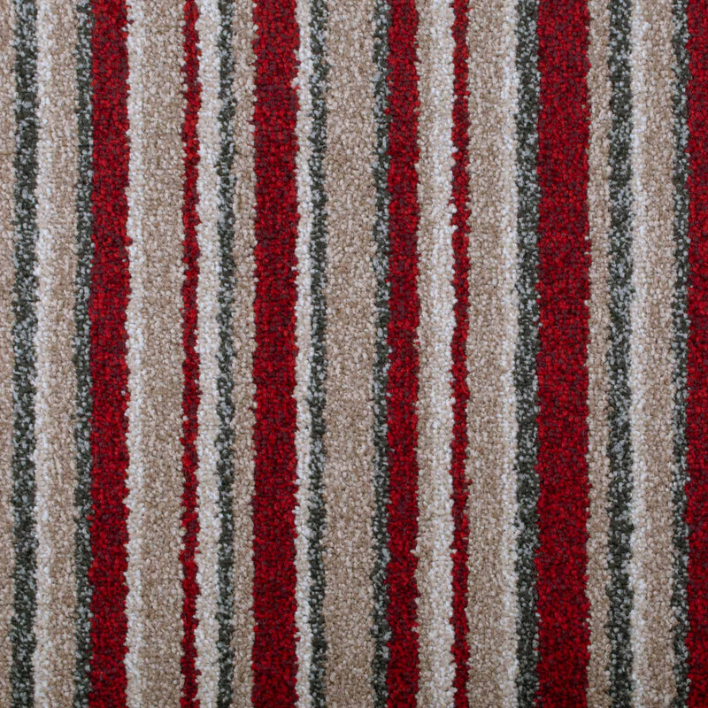 Red & Beige Striped Supreme Action Back Saxony Carpet - Far