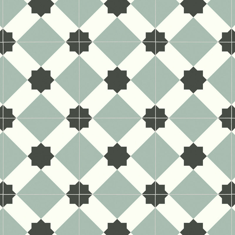 Sage Stars and Diamonds Tile Style Comet Vinyl Flooring