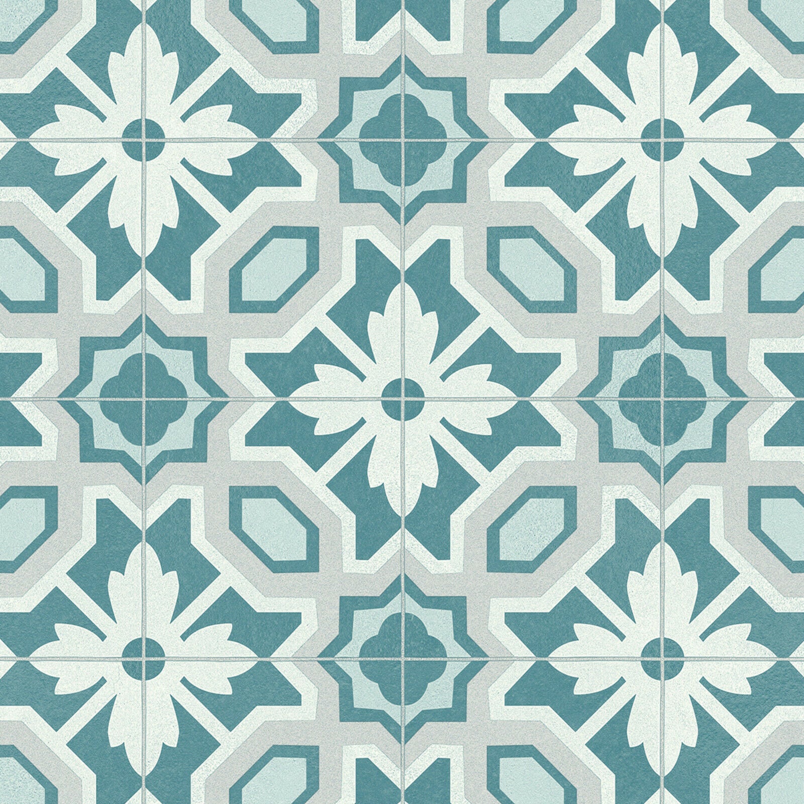 Soft Blue Floral Design Tile Style Candy Vinyl Flooring – More For Your ...
