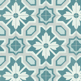Soft Blue Floral Design Tile Style Candy Vinyl Flooring