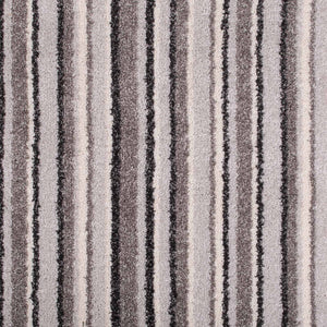 Soft Grey Striped Supreme Felt Back Saxony Carpet - Far