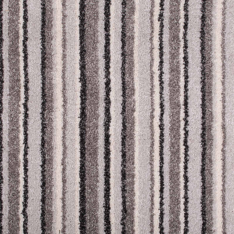 Soft Grey Striped Supreme Felt Back Saxony Carpet - Far