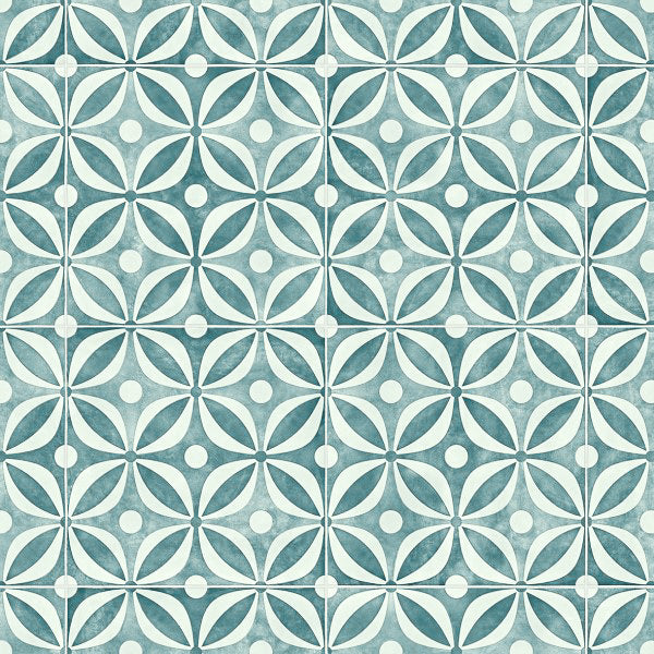 Teal Antique Diamonds Tile Style Comet Vinyl Flooring